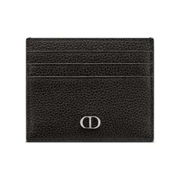 DIOR Cow Leather Card Clip Card Holder Men's Black