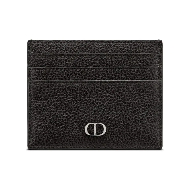 DIOR Cow Leather Card Clip Card Holder Men's Black-0