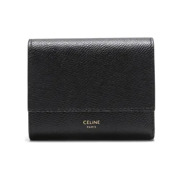 CELINE Cow Leather Wallet Women's Black