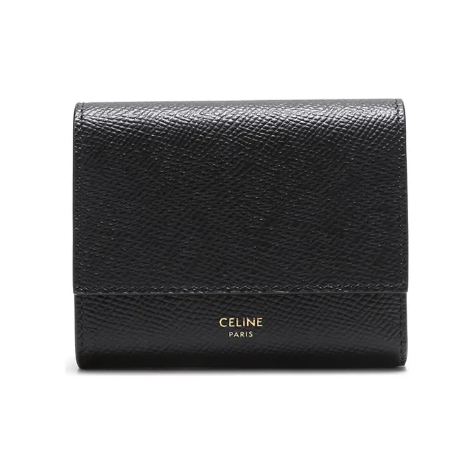 CELINE Cow Leather Wallet Women's Black-0