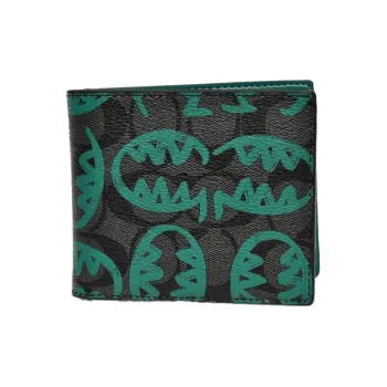COACH X Guang Yu 3 IN 1 Wallet Canvas With Leather 3-in-1 Wallet Men's Blue/Green Charcoal Gray