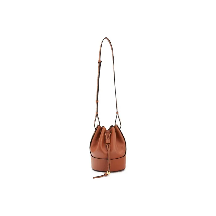 LOEWE Balloon Cow Leather Bucket Bag Balloon Bag Shoulder Bag Crossbody Bag Small Size Women's Caramel Brown-4