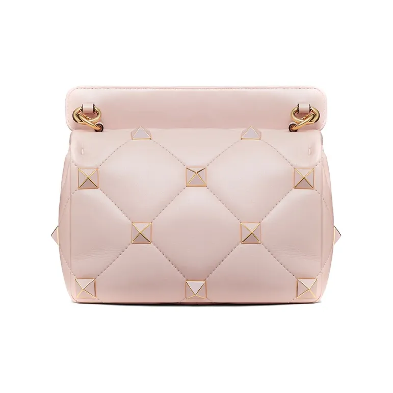 Valentino Roman Stud Leather Handbag Shoulder Bag Crossbody Bag Medium Size Women's Pink-2