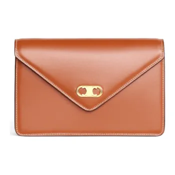 CELINE Triomphe Maillon Cow Leather Wallet Women's Tawny