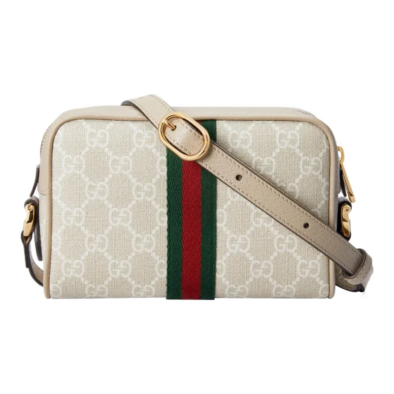 GUCCI Ophidia Canvas With Leather Camera Bag, Shoulder Bag, Crossbody Bag Mini Women's Beige/White-1