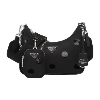 PRADA Nylon Shoulder Bag Women's Black