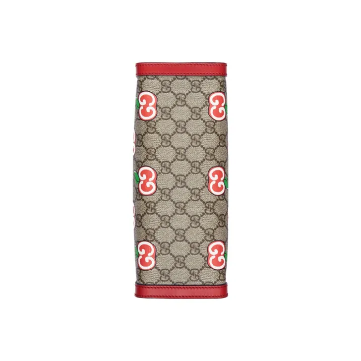GUCCI Canvas With Leather Tote Bag Shopping Bag Portable Crossbody Bag Shoulder Bag Women's Ebony & Red-3