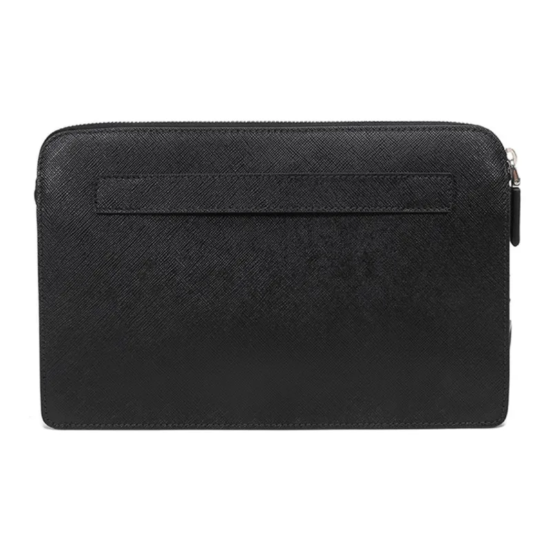 PRADA Saffiano Leather Clutch Men's Black-2