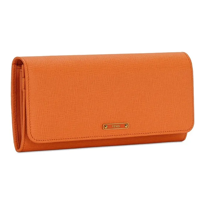 FENDI Leather Wallet Women's Orange Red-1
