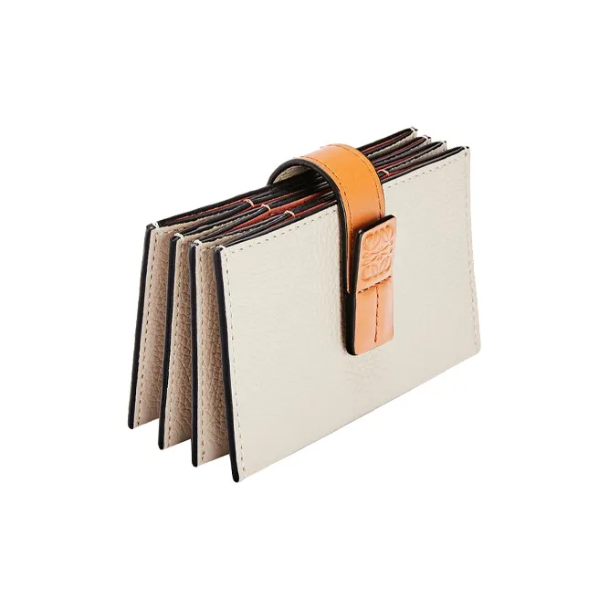 LOEWE Cow Leather Accordion Pleat Card Bag Women's Light Oat/Honey Brown-2