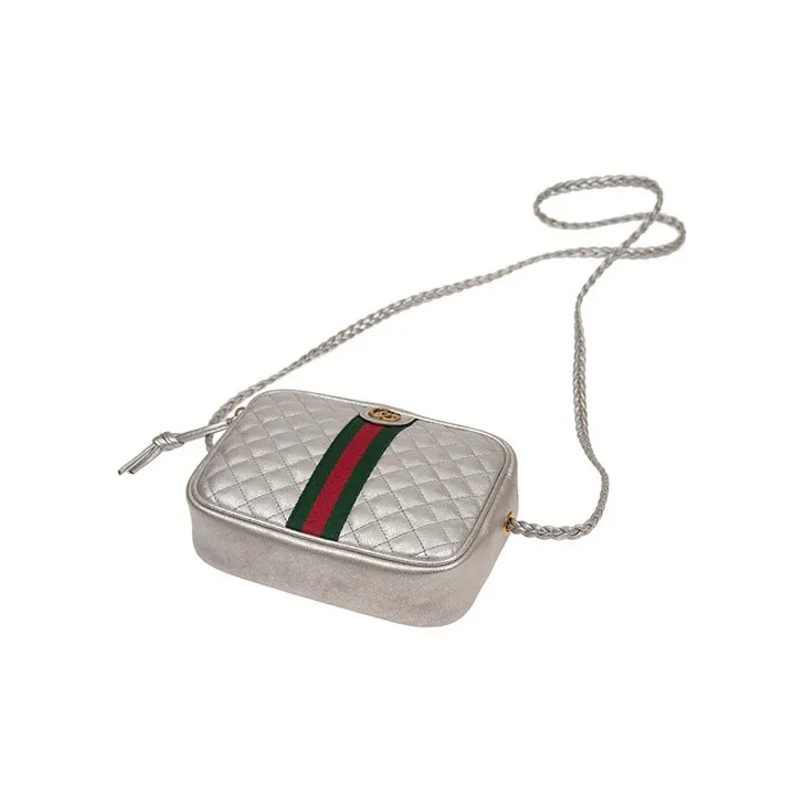 GUCCI Leather Camera Bag, Crossbody Bag, Shoulder Bag Mini Women's Silver-3