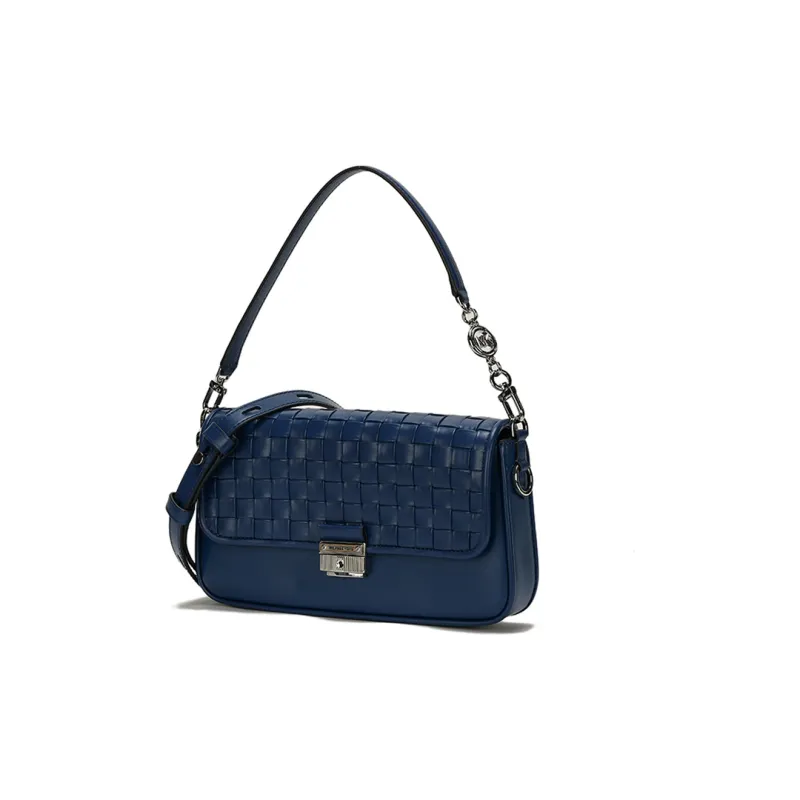 MICHAEL KORS Bradshaw Artificial Leather Baguette Bag, Shoulder Bag, Handbag Women's Dark Blue-1