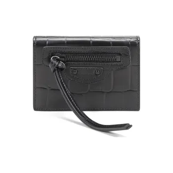 Balenciaga Cow Leather Wallets With Money Clip Mini Women's Black
