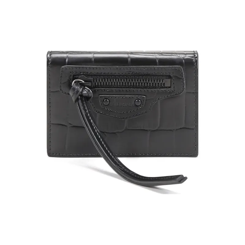 Balenciaga Cow Leather Wallets With Money Clip Mini Women's Black-0