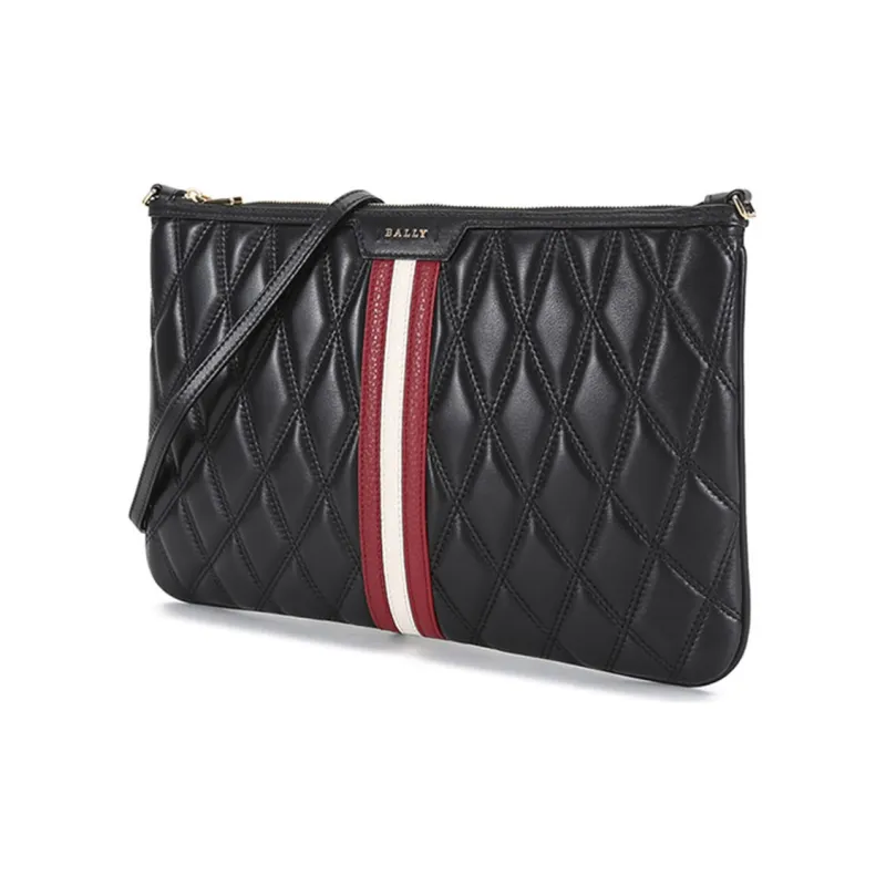 BALLY Leather Handheld Shoulder Bag Women's Black Red White Multicolor-1