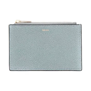 Valextra Pocket Leather Card Holder, Coin Purse, Card Holder Women's Smoke Gray Blue