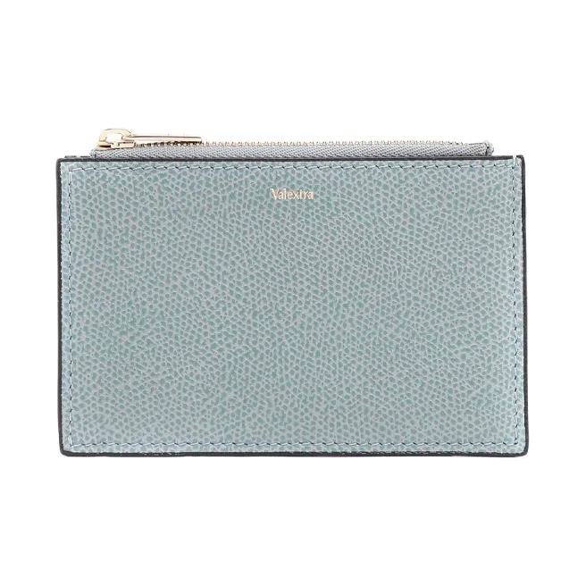Valextra Pocket Leather Card Holder, Coin Purse, Card Holder Women's Smoke Gray Blue-0