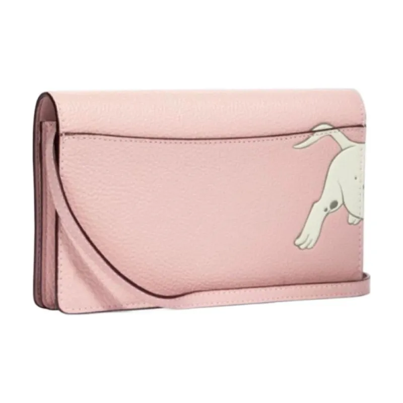 COACH Disney Collaboration Foldover Pebbled Leather Shoulder Bag Crossbody Bag Small Size Women's Cherry Blossom Pink-2