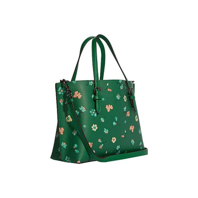 COACH Mollie Leather Tote Bag, Shopping Bag, Handbag, Shoulder Bag Medium Size Women's Green-1