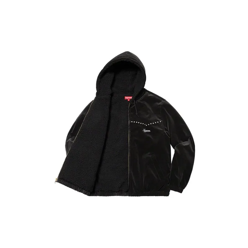 Supreme Studded Velvet Hooded Work Jacket-1