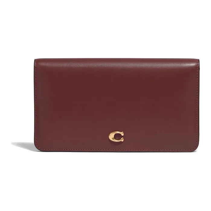 COACH Slim Wallet Cow Leather Wallet Small Size Women's Brass/Wine Red-0