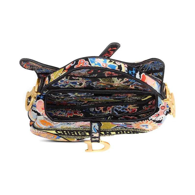 DIOR Saddle Embroidery Handbag Women's Multicolor-4