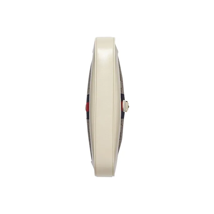GUCCI Jackie 1961 Canvas With Leather Trim Crescent Shoulder Bag Shoulder Bag Women's White Brown Multicolor-6