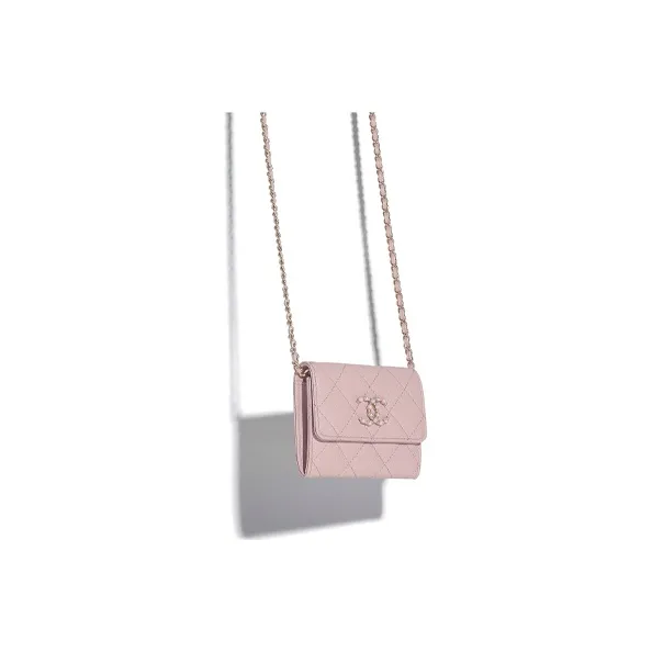 CHANEL Calfskin & Metal Crossbody Bag, Shoulder Bag, Coin Purse, Wallet Women's Light Pink-2