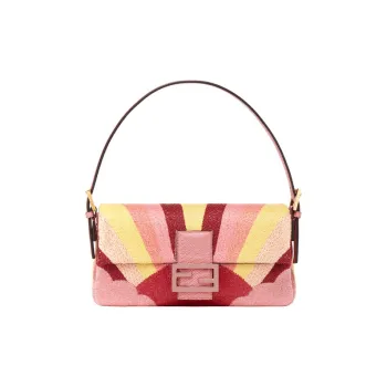 FENDI Baguette Satin Shoulder Bag, Handbag Medium Size Women's