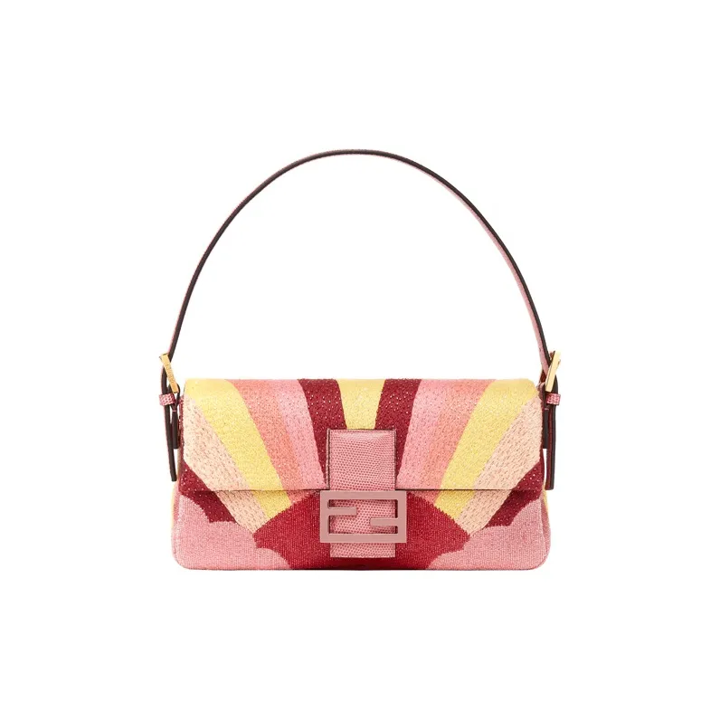 FENDI Baguette Satin Shoulder Bag, Handbag Medium Size Women's-0