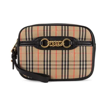 Burberry Bum Bag 1983 Check Link With Leather Trim Black