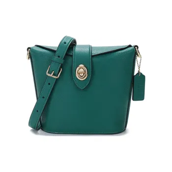 COACH Addie Pebbled Cow Leather French Fries Bag Shoulder Bag Small Size Women's Emerald Green