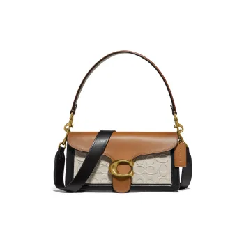 COACH Tabby Canvas With Calfskin Shoulder Bag Crossbody Bag Handbag Medium Size Women's Brown Black White