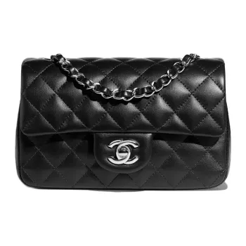 CHANEL Sheepskin Mouth Cover Bag Crossbody Bag Mini Women's Black