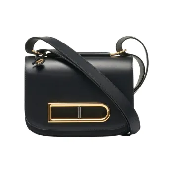 Delvau Smooth Calf Leather Crossbody Bag, Shoulder Bag Women's Bright Black