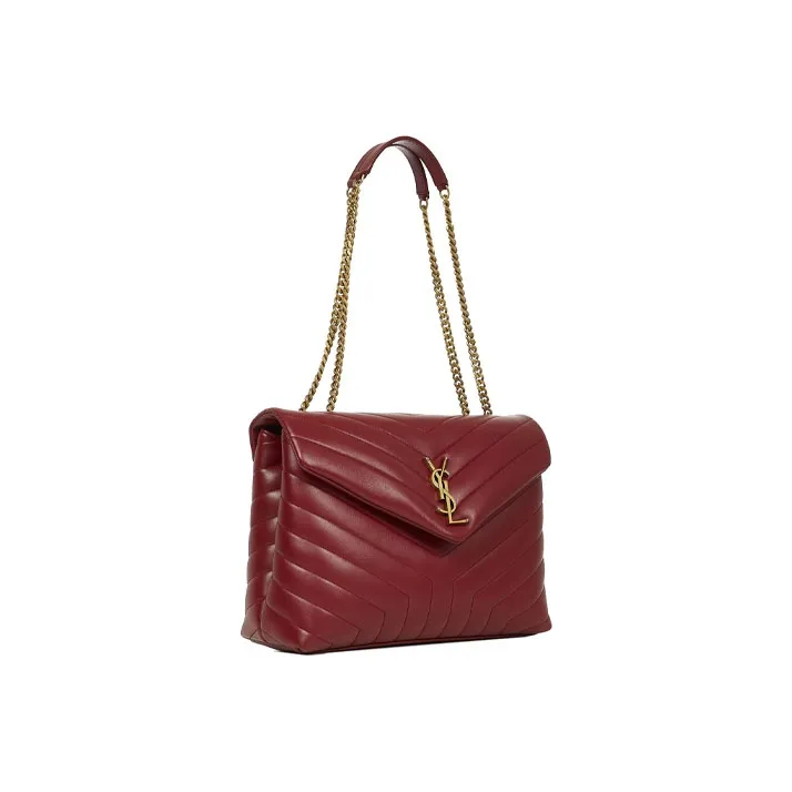 SAINT LAURENT Leather Crossbody Bag Shoulder Bag Medium Size Women's Red-3
