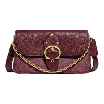 COACH Beat Leather Dome Bag, Crossbody Bag, Shoulder Bag Women's Burgundy