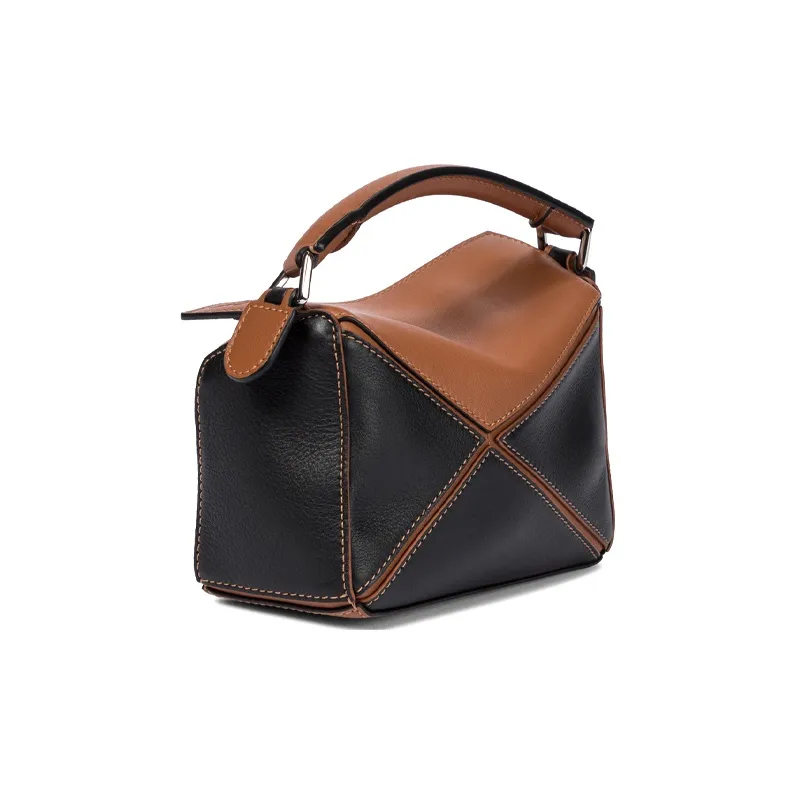 LOEWE Puzzle Cow Leather Handbag Shoulder Bag Crossbody Bag Mini Women's Brown/Black-1