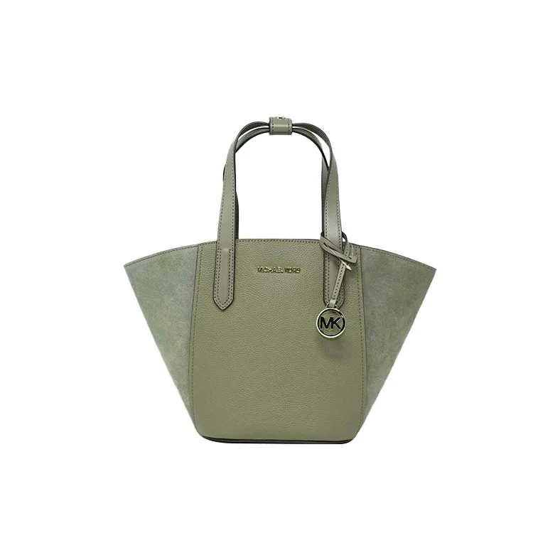 MICHAEL KORS Portia Leather Suede Tote Bag, Shopping Bag, Tote, Shoulder Bag Trumpets Women's Green-2
