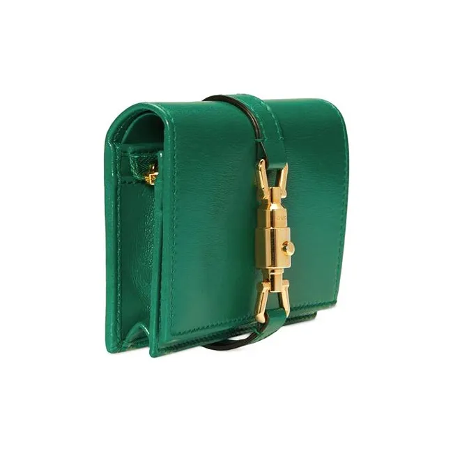 GUCCI Jackie 1961 Leather Clutch Wallets Card Holders Small Size Women's Green-1