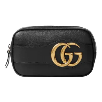 GUCCI Cow Leather Storage Bags Clutches Women's Black
