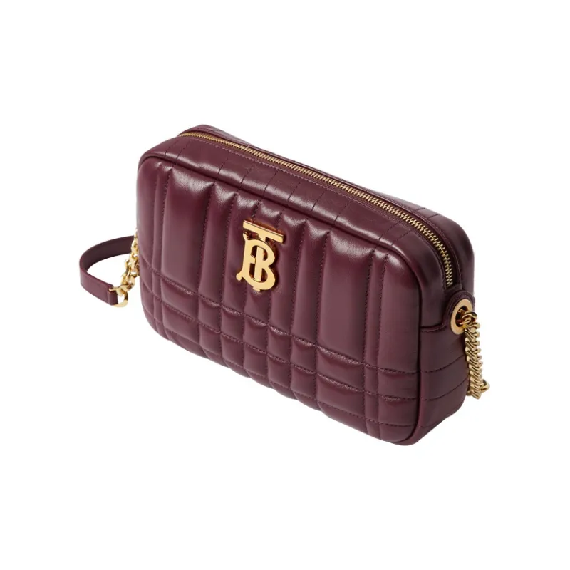 Burberry Lola Bag Lambskin Camera Bag, Handheld Shoulder Bag, Crossbody Bag Small Size Women's Dark Chestnut-3