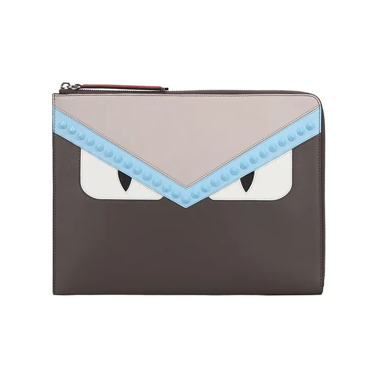 FENDI Cow Leather Clutch Regular Women's White Brown Blue-0