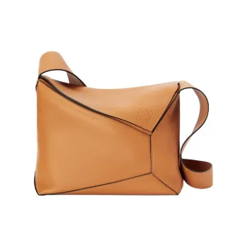 LOEWE Puzzle Napa Calf Leather Handbag Shoulder Bags Men's Camel