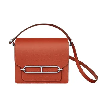 HERMES Roulis Evercolor Calfskin Pig Nose Shoulder Bag Crossbody Bag Mini Women's Brick Red