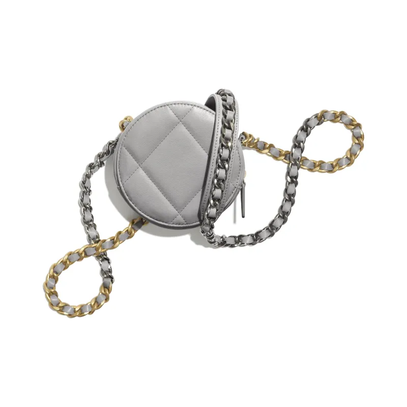 CHANEL Lambskin Clutch, Shoulder Bag, Crossbody Bag Women's Gray-2