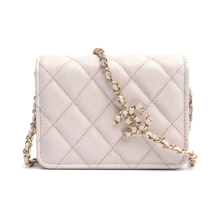 CHANEL 21B Fall Grain Embossed Calfskin Clutch, Shoulder Bag, Crossbody Bag Women's Light Pink-3