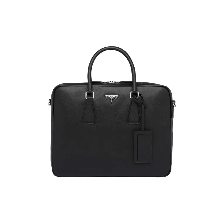 PRADA Saffiano Leather Briefcases Handbags Men's Black-0