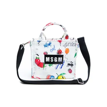 MSGM Nylon Fabric Handbag Crossbody Bag Regular Unisex White