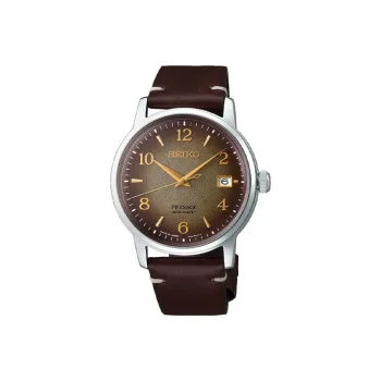 SEIKO Automatic Mechanical Movement Leather Watch Bands Watch Unisex Coffee Watch Dial SARY183